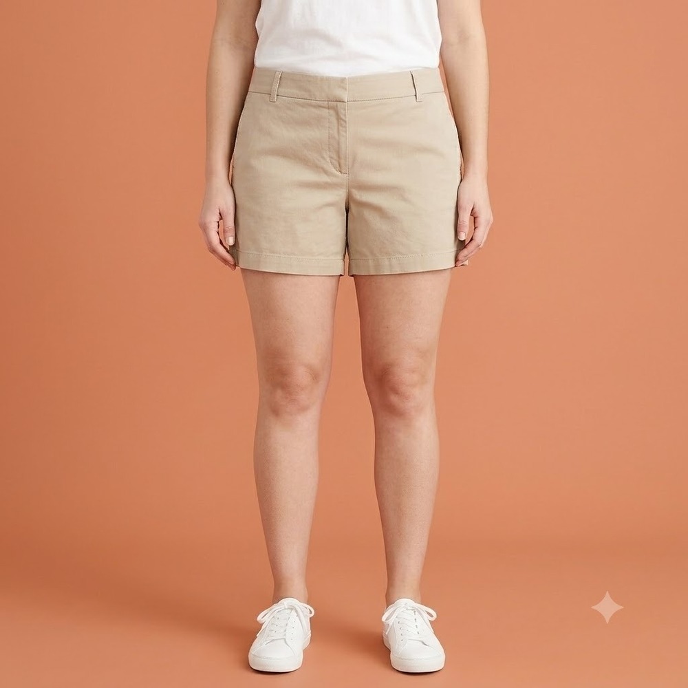 J. Crew Chino Shorts Womens 14 Khaki Stone 4" Inseam‎ Stretch Cotton Casual